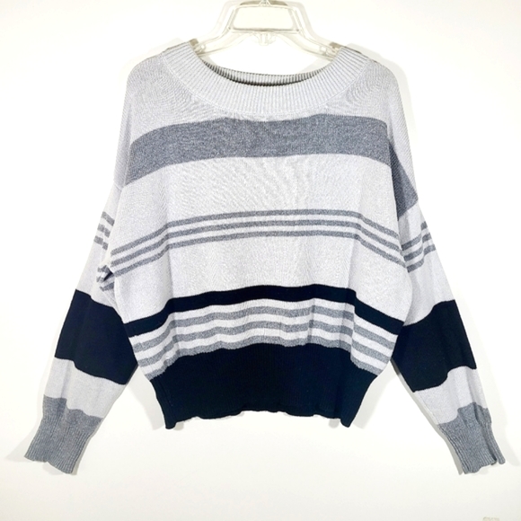 Lucky Brand Sweaters - Lucky Brand Women’s gray black striped sweater